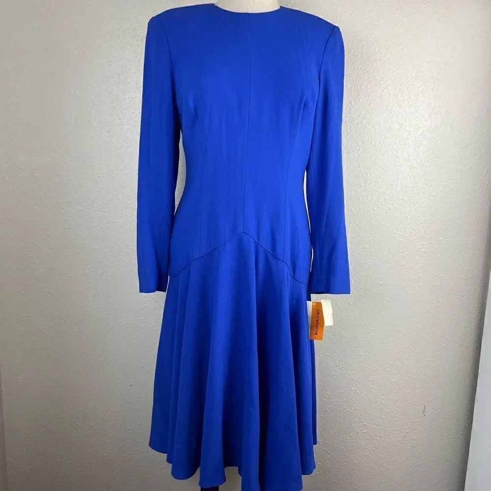 NWT Vintage Liz Claiborne Blue Dress Size 8